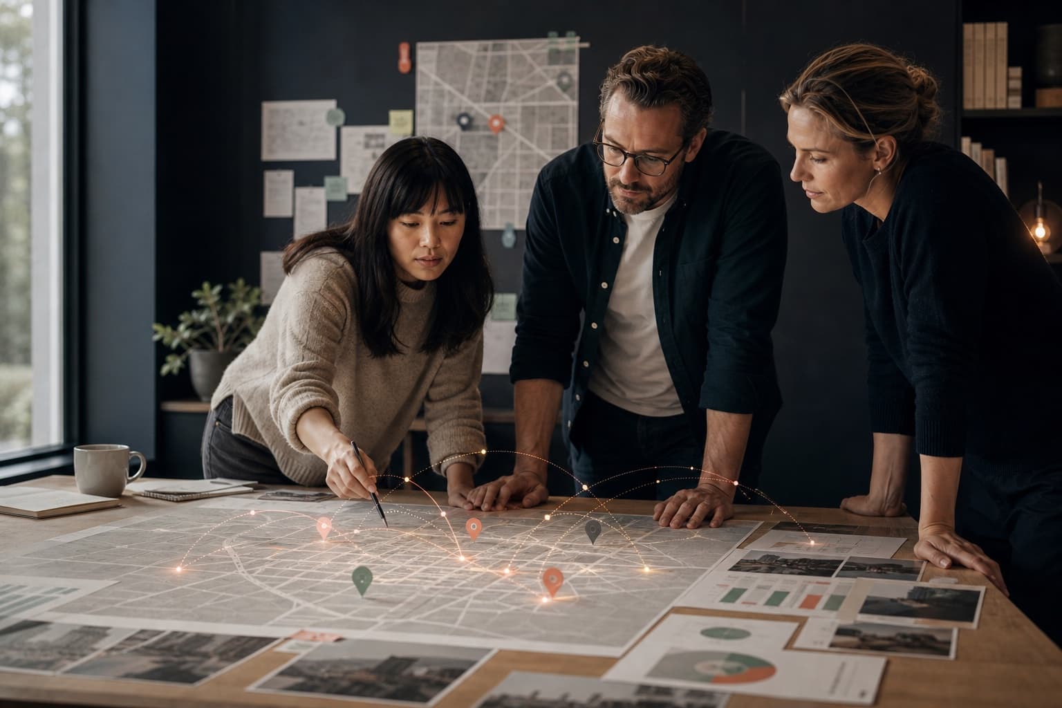Growth-team forbinder lokal map-synlighed, kundeadfærd og målbare forretningsresultater. Motiv til artiklen “Local SEO: Den komplette guide til Maps, website og lokale kunder”.